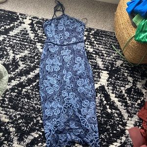 Aeom blue halter lace dress